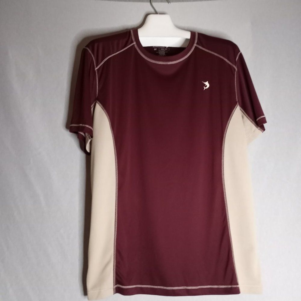 Reel Legends Reel-Tee Performance Clothing Burgundy/Tan Men's Shirt Sz. M NWT